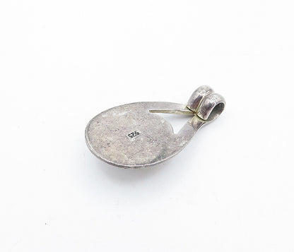 925 Sterling Silver  Vintage Dark Tone Smooth Dome Slide Pendant   PT3058