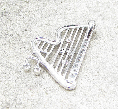 925 Sterling Silver  Cubic Zirconia Musical Instrument Drop Pendant  PT1410