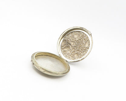 925 Sterling Silver  Vintage Floral Swirl Oxidized Compact (OPENS)  TR2375