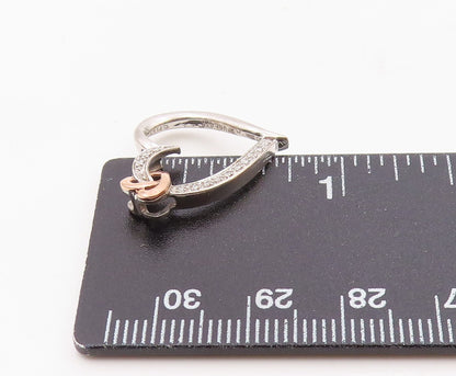 925 Sterling Silver  Genuine Diamonds Two Tone Love Heart Pendant  PT7846