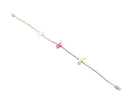 925 Sterling Silver  Cubic Zirconia & Pink Topaz Floral Chain Bracelet  BT5716