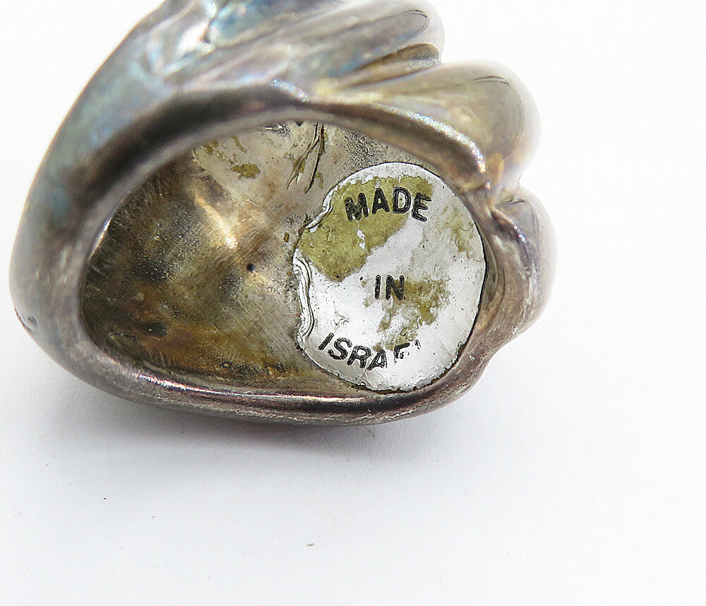 ISRAEL 925 Sterling Silver  Vintage Modernist Fluted Band Ring Sz 5  RG4530