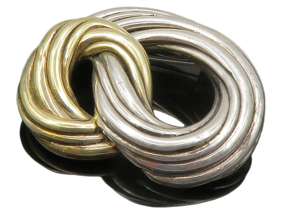 ISRAEL 925 Sterling Silver  Vintage Two Tone Hollow Twist Brooch Pin  BP4912