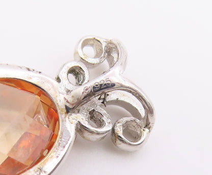 925 Sterling Silver Vintage Pendant Faceted Citrine & Garnet Butterfly  PT26368
