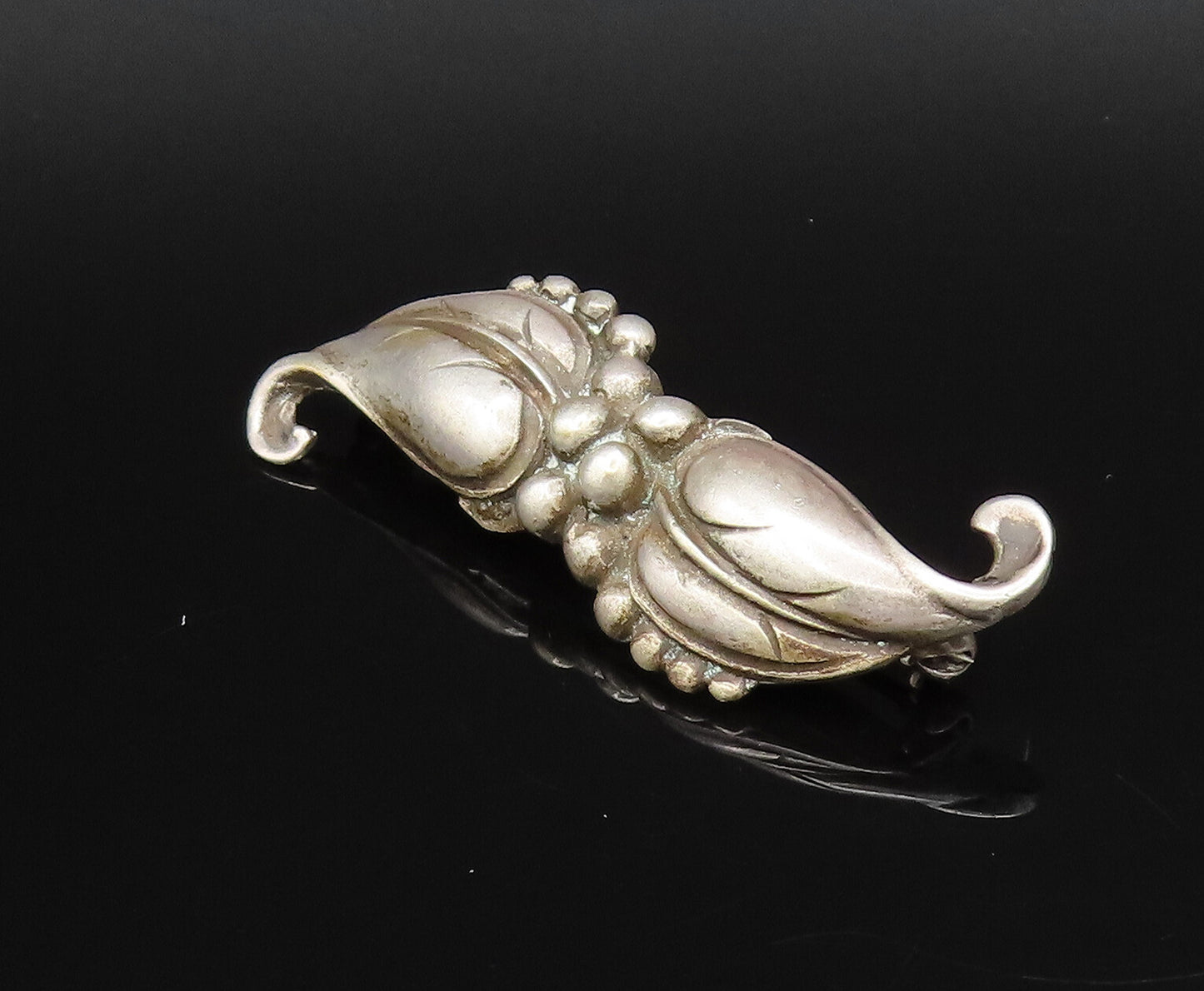 VIKINGCRAFT 925 Silver  Vintage Antique Double Leaves Brooch Pin  BP10013