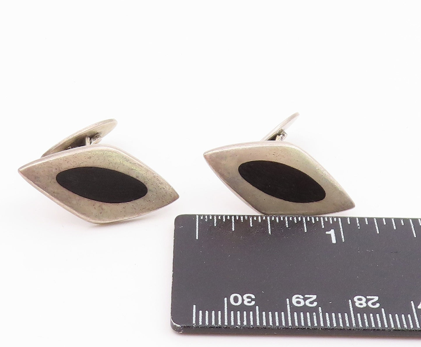 DENMARK 925 Silver Vintage Smooth Two Tone Diamond Shape Cufflinks  TR3148