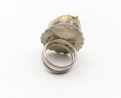 I BELLE 925 Silver  Vintage Large Druzy Stone Cocktail Ring Sz 8.5  RG9470