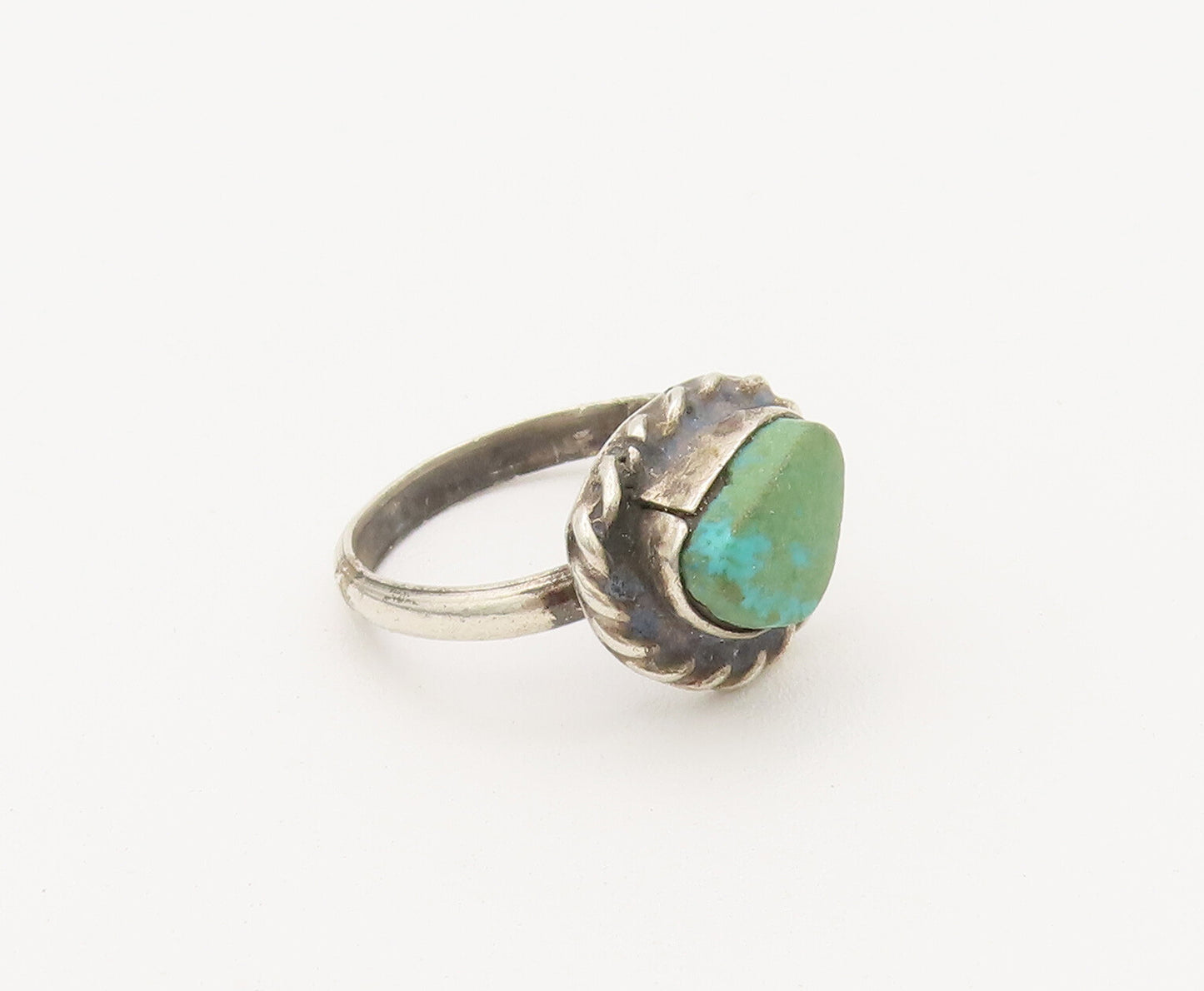 925 Sterling Silver Vintage Ring NAVAJO Amorphous Turquoise  Sz 6.5  RG27953