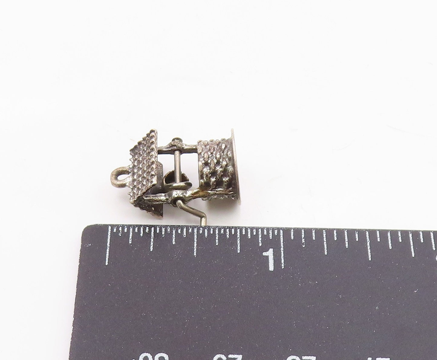 BEAU 925 Silver  Vintage Antique Wishing Water Well Drop Pendant  PT21718