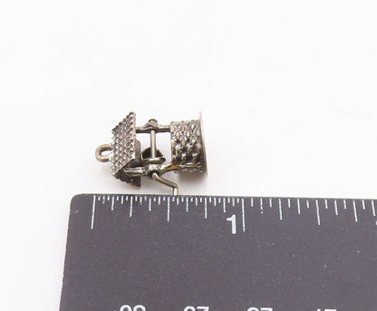 BEAU 925 Silver  Vintage Antique Wishing Water Well Drop Pendant  PT21718