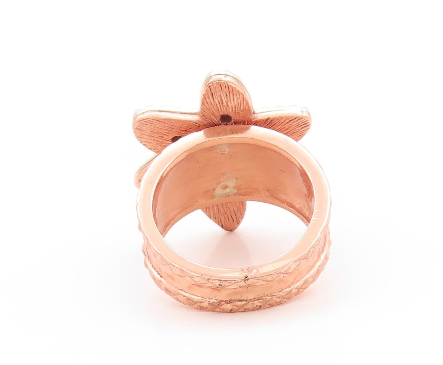 925 Sterling Silver Vintage Ring Rose Gold Plated Turquoise Star  Sz 8  RG32775