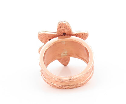 925 Sterling Silver Vintage Ring Rose Gold Plated Turquoise Star  Sz 8  RG32775