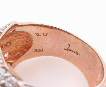 925 Sterling Silver Vintage Ring Gold Plated SONIA B. Feather  Sz 7.5  RG36234