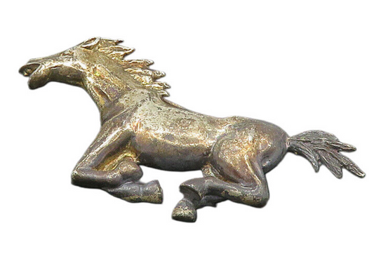 MEXICO 925 Silver  Vintage Dark Tone Galloping Horse Animal Brooch Pin  BP7507