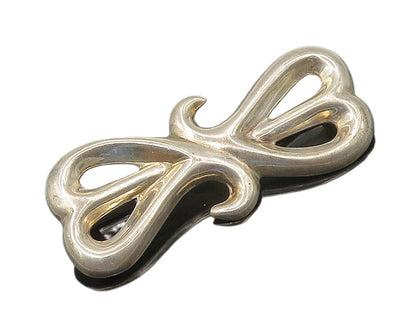 925 Sterling Silver  Vintage Shiny Double Love Heart Smooth Brooch Pin  BP7206