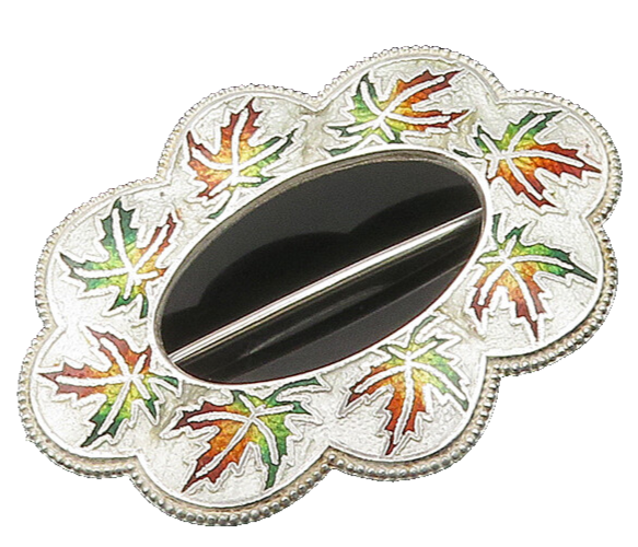 925 Sterling Silver Vintage Enamel Floral Detail Sweater Coat Pin TR2608