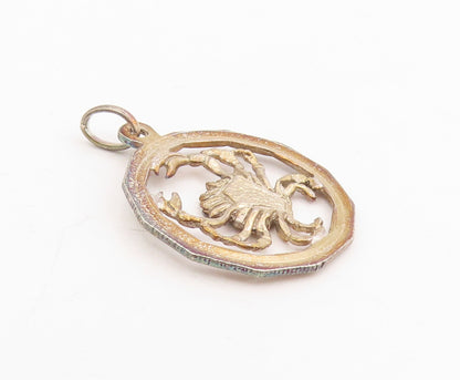 925 Sterling Silver Vintage Pendant Carved Crab Cancer Zodiac Medallion  PT25769