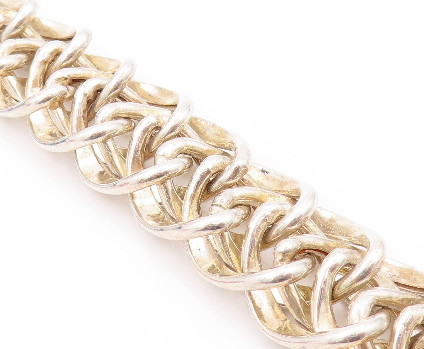 925 Sterling Silver Vintage Bracelet Broad Designer Breaded Band BT11133