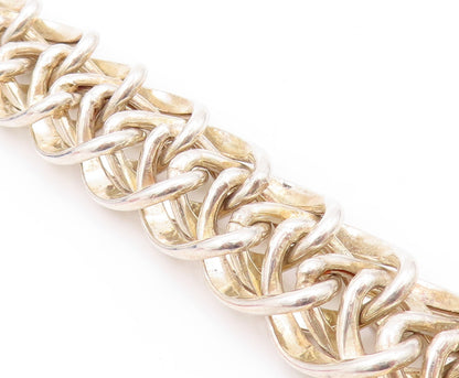 925 Sterling Silver Vintage Bracelet Broad Designer Breaded Band BT11133