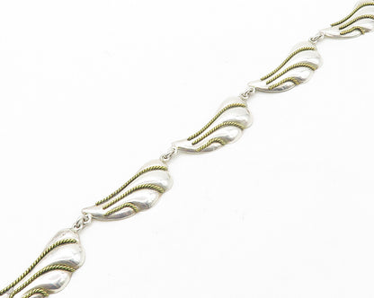 MEXICO 925 Silver  Vintage Two Tone Shiny Rope Twist Chain Necklace  NE2884