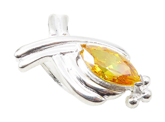 925 Sterling Silver  Marquise Cut Citrine Crossed Ribbon Slide Pendant  PT7209