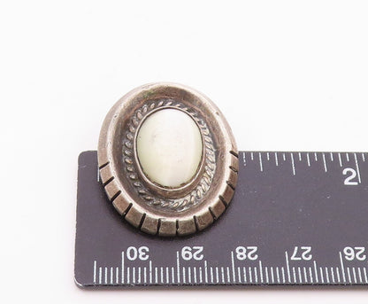 SOUTHWESTERN 925 Silver Vintage Mother Of Pearl Oval Twist Pendant PT15715