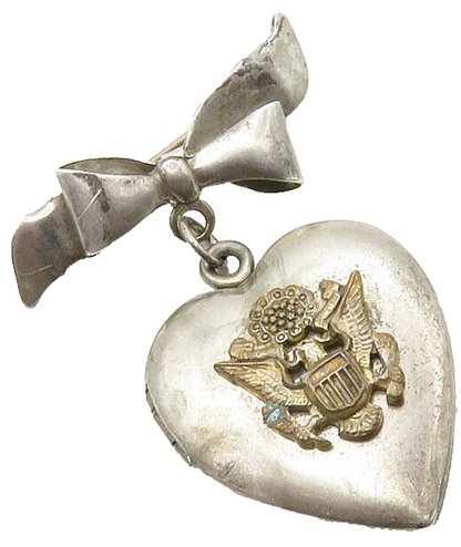 925 Sterling Silver  Vintage US Navy Heart Locket Brooch Pin (OPENS)  BP5054