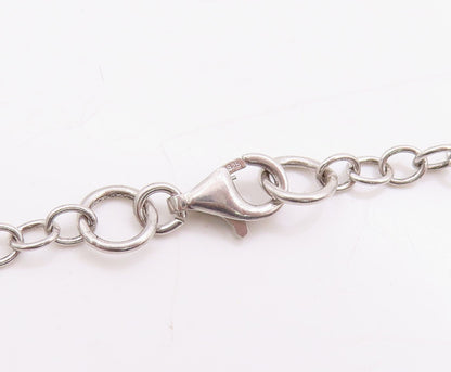 925 Sterling Silver Vintage Necklace Antique Oval Rings Linked Chain  NE4583