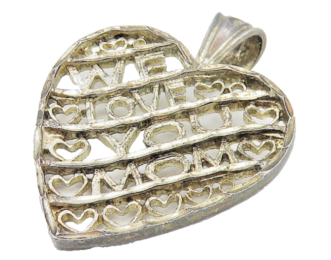925 Sterling Silver  Vintage Dark Tone Diamond Cut Love Heart Pendant  PT8546