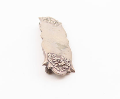S. KIRK & SON 925 Silver  Vintage Floral End Detail Shiny Brooch Pin  BP9199