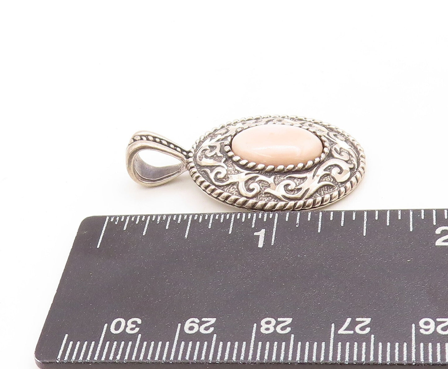 925 Sterling Silver Vintage Pendant CAROLYN POLLACK Carved Gemstone  PT23793