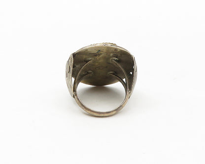NAVAJO 925 Silver  Vintage Etched Detail Large Cocktail Ring Sz 11.5  RG17493