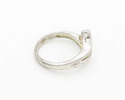 925 Sterling Silver  Vintage Cubic Zirconia Bypass Band Ring Sz 7.5  RG19678