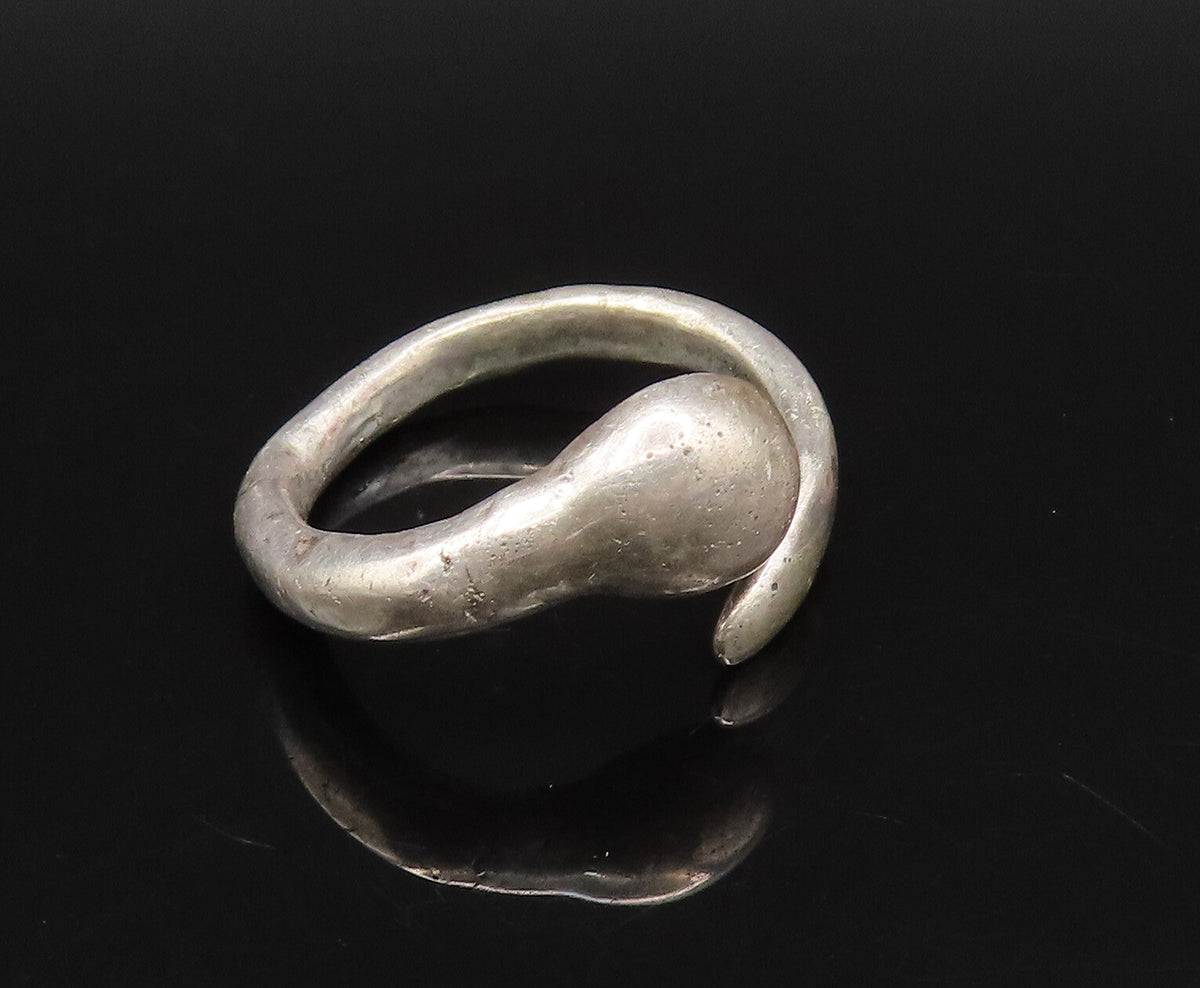925 Sterling Silver  Vintage Minimalist Head & Tail Bypass Ring Sz 6.5 RG25976