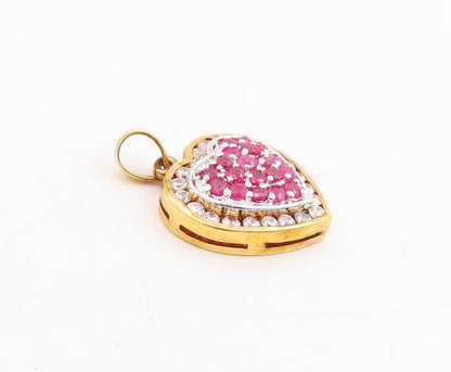 925 Sterling Silver Vintage Pendant Gold Plated Ruby & Topaz Love Heart  PT25308