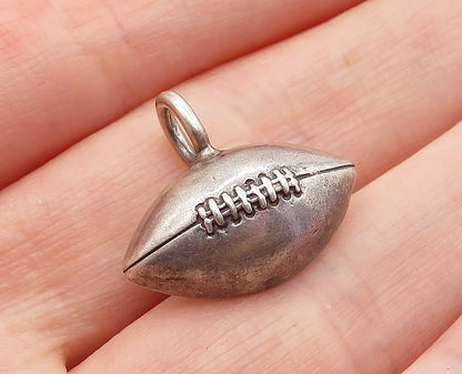 925 Sterling Silver  Vintage Dark Tone Football Motif Sports Pendant  PT3212