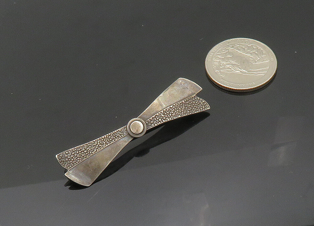 925 Sterling Silver  Vintage Antique Dark Tone Bow Tie Brooch Pin  BP8111