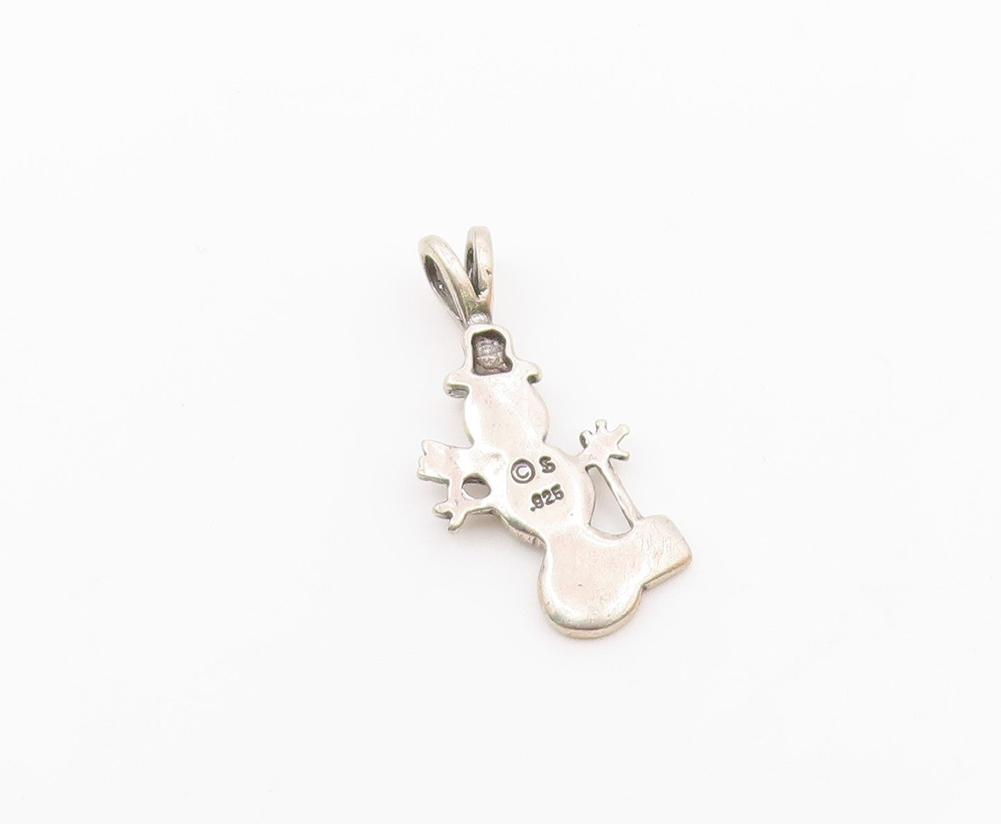 925 Sterling Silver  Vintage Shiny Winter Snowman With Shovel Pendant  PT17384