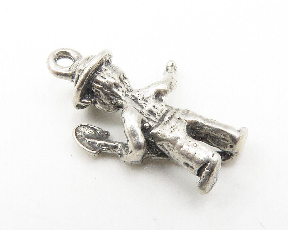 925 Sterling Silver  Vintage Petite Oxidized Farmer & Shovel Pendant  PT8420