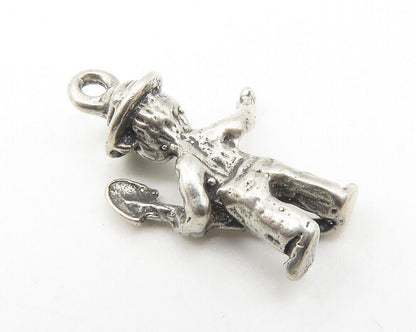 925 Sterling Silver  Vintage Petite Oxidized Farmer & Shovel Pendant  PT8420