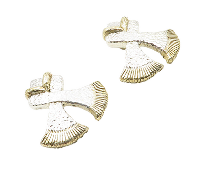 925 Sterling Silver  Vintage Shiny Two Tone Hollow Non Pierce Earrings  EG5292