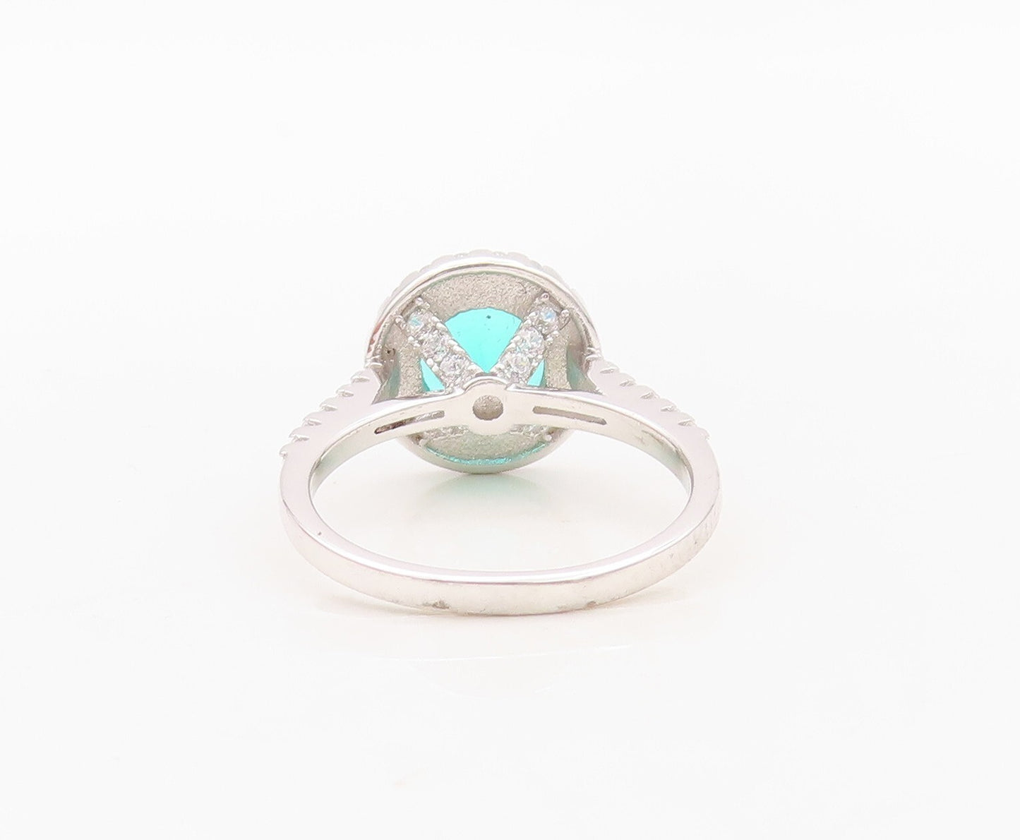 925 Sterling Silver Vintage Ring 2 Tone Round CZ Wedding Ring  Sz 6  RG30152