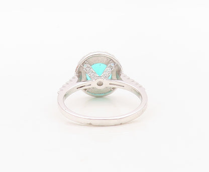 925 Sterling Silver Vintage Ring 2 Tone Round CZ Wedding Ring  Sz 6  RG30152
