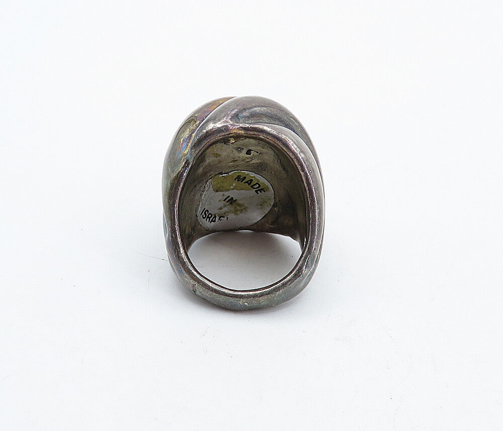 ISRAEL 925 Sterling Silver  Vintage Modernist Fluted Band Ring Sz 5  RG4530