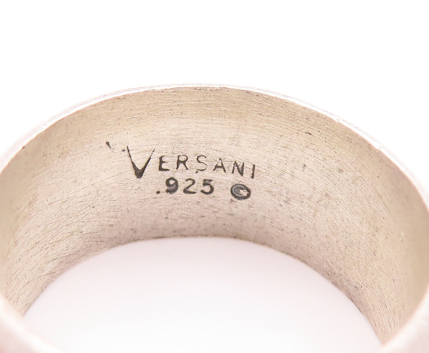 925 Sterling Silver Vintage Ring VERSANI Solid Etched Square & Line Sz 6 RG28143