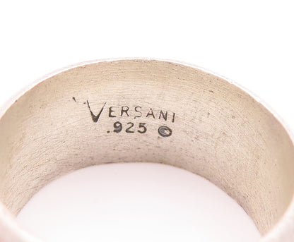 925 Sterling Silver Vintage Ring VERSANI Solid Etched Square & Line Sz 6 RG28143