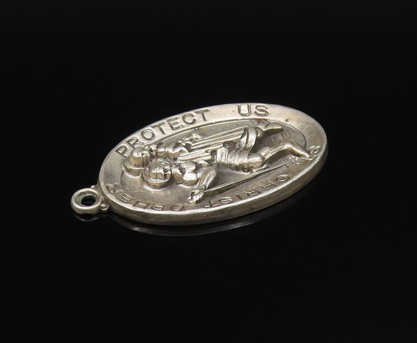 HAYWARD 925 Silver  Vintage St. Christopher & Jesus Religious Pendant  PT21619