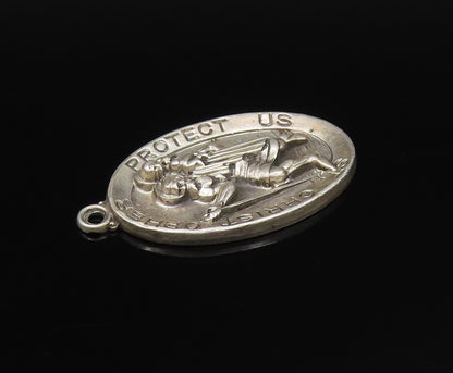 HAYWARD 925 Silver  Vintage St. Christopher & Jesus Religious Pendant  PT21619