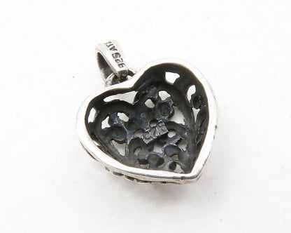 925 Sterling Silver  Vintage Petite Love Heart Swirl Dome Drop Pendant  PT9847
