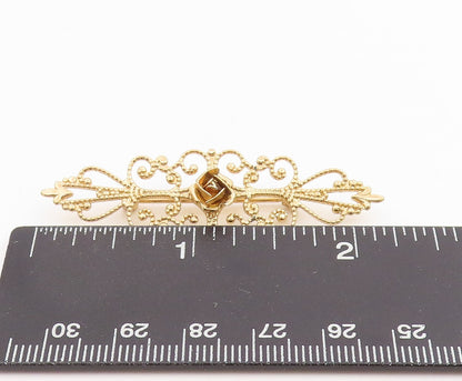 925 Sterling Silver Vintage Brooch BEAU Gold Plated Rose Filigree Pin   BP11973